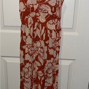 Angie Red and Cream Floral Maxi Dress